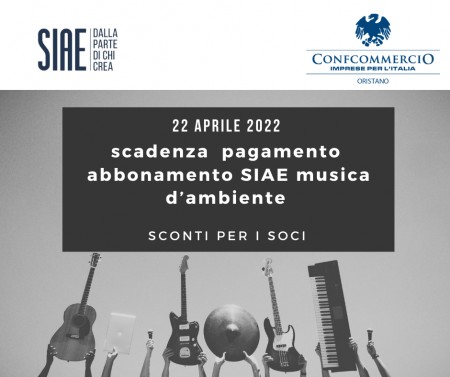 22 Aprile scadenza abbonamenti SIAE musica d'ambiente. Sconti per i Soci