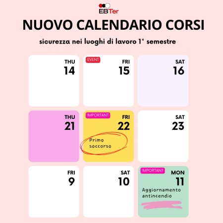Ente Bilaterale del Terziario - nuovo calendario formazione sicurezza nei luoghi di lavoro
