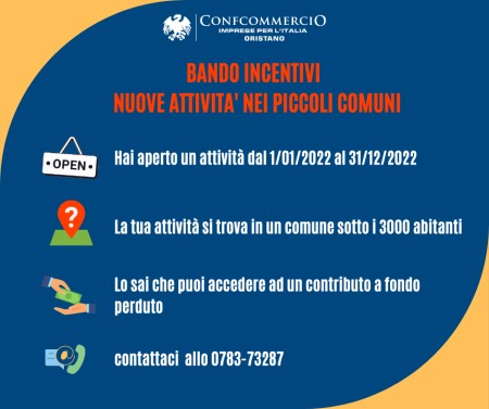 BANDO INCENTIVI NUOVE ATTIVITA&#039; PICCOLI COMUNI