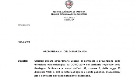 Ulteriori misure straordinarie urgenti di contrasto - ordinanza Regionale